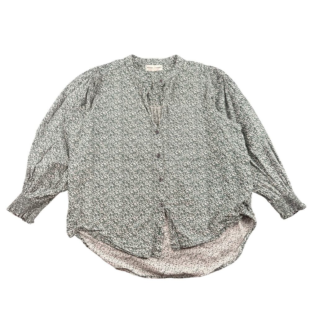 Apiece Apart Mona Button Up Blouse Women's Medium Abstract Dots Deep Sea